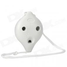 6-Hole Plastic Ocarina with Strap - White (C-Key)