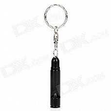 Bullet Style Outdoor Survival Aluminum Whistle Keychain - Black