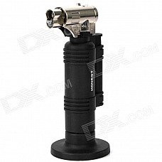 1300'C Dual Flame Stainless Steel Butane Jet Torch Lighter - Black + Silver
