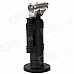 1300'C Dual Flame Stainless Steel Butane Jet Torch Lighter - Black + Silver