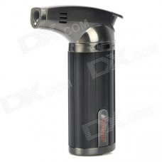 Portable 1300'C Stainless Steel Butane Jet Torch Lighter - Black + Grey