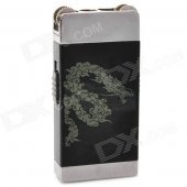Dragon Pattern Dual Wheel Dual Flame Butane Gas Lighter - Black