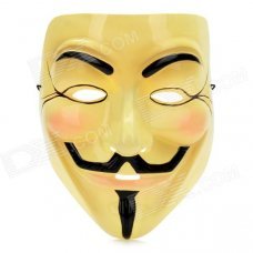 V for Vendetta Anonymous Guy Fawkes Plastic Mask - Yellow + Black