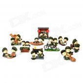 Cute Chinese Soldier Cartoon Style Couple Dolls - Army Green (10 PCS)