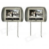 7" HD TFT Screen Car Headrest Monitor with Remote Controller / AV-IN - Grey (2 PCS)