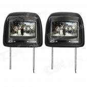 7" HD LCD Screen Car Headrest Monitor w/ Remote Controller / AV-IN - Black (2 PCS)