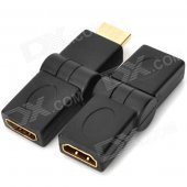180 Degree Rotation 1080p HDMI Male to Female + Female to Female Adapter Set - Black
