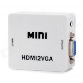 HDMI Female to VGA Female + 3.5mm Audio Jack Converter - White