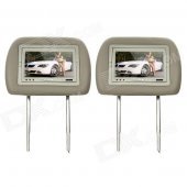 7" LCD Screen Car Headrest Monitor w/ Remote Controller / AV-IN - Grey (2 PCS)