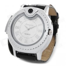 Creative Watch Style Blue Flame Butane Jet Lighter - Black + Silver Creative Watch Style Blue Flame Butane Jet Lighter - Black + Silver