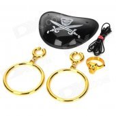 Cosplay Pirate Eyepatch + Earrings + Ring Set for Costume / Halloween Party - Black + Golden