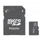 Micro SD TF Card w/ SD Adapter - Black (16GB / Class 4)