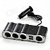 4 Sockets Car Cigarette Lighter Charger Adapter with Dual USB Ports - Black + Silver (DC 12V) 4 Sockets Car Cigarette Lighter Charger Adapter with Dual USB Ports - Black + Silver (DC 12V)