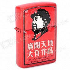 Chairman Mao Pattern Stainless Steel + Plastic Windproof Oil Lighter - Red Chairman Mao Pattern Stainless Steel + Plastic Windproof Oil Lighter - Red