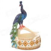 Craft Peacock Style Painted Diamond Resin Cigarette Ashtray - Yellow + Green + Blue