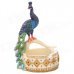 Craft Peacock Style Painted Diamond Resin Cigarette Ashtray - Yellow + Green + Blue