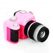 Mini Camera Style Keychain w/ Flash Torch - Pink + Black (3 x AG13)