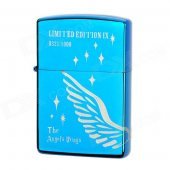 Earth Stylish Wing Pattern Windproof Fluid Fuel Lighter - Blue