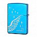 Earth Stylish Wing Pattern Windproof Fluid Fuel Lighter - Blue