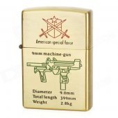 STAR Stylish Sub-machine Gun Pattern Windproof Fluid Fuel Lighter - Golden