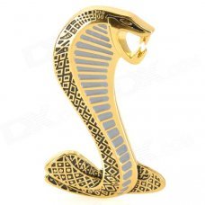 Stainless Steel 3D Snake Shaped Grill Decoration Emblem for Car Tuning - Golden