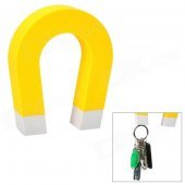 "U" Shaped ABS + Magnet Keys Hanging Toy w/ Self-Adhesive Tape - Yellow