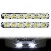 BF-D12082107X 12W 6000K 931lm 6-LED White Light Daytime Running Light for Car - (DC 12V / 2 PCS)