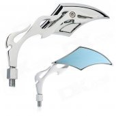 Quadrangle Flame Shaped Backup Rearview Mirrors for Motorcycle - Silver (Pair)