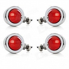 10W 1-Common Bulb Yellow Light Retro Motorcycle Steering Lamp - Silver + Red (12V / 20cm / 4 PCS)