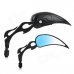 Flame Shaped Backup Rearview Mirrors for Motorcycle - Black + Blue (Pair) Flame Shaped Backup Rearview Mirrors for Motorcycle - Black + Blue (Pair)