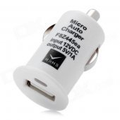 USB Car Cigarette Lighter Power Adapter / Charger - White (12V)