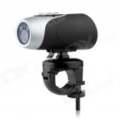 5.0MP Wide Angle HD 720P 20m Waterproof Diving Camera w/ DV / 2-LED / AV / MIC / USB / TF - Black