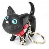 Cute Cartoon Cat Toy w/ 360 Degrees Rotating Head & Keychain - Black