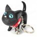 Cute Cartoon Cat Toy w/ 360 Degrees Rotating Head & Keychain - Black