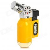 Portable Windproof Blue Flame Butane Gas Jet Lighter - Yellow + Silver