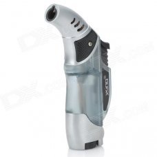 Windproof Butane Gas Jet Lighter Torch - Silver + Black