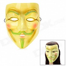 V for Vendetta Anonymous Guy Fawkes Plastic Mask - Glow-in-The Dark Yellow + Green