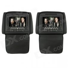 7" LCD Screen Car Headrest DVD Media Player with FM / AV-Out / SD / Game - Black (DC 12V / 2 PCS)