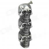Zinc Alloy Three Skull Heads Style Butane Gas Lighter - Grey