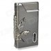 Windproof Marijuana Leaf Pattern Electroplating Butane Jet Lighter - Silver Black