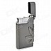 Windproof Marijuana Leaf Pattern Electroplating Butane Jet Lighter - Silver Black