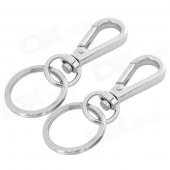 Simple Zinc Alloy Keychain w/ Key Ring - Silver (2 PCS)