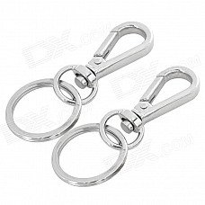 Simple Zinc Alloy Keychain w/ Key Ring - Silver (2 PCS)