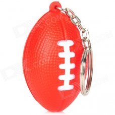 Creative American Football Shaped Sponge + Stainless Steel Keychain - Red