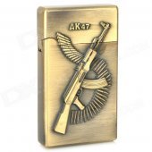 AK47 Pattern Dual Lamp Windproof Steel Butane Gas Lighter - Bronze