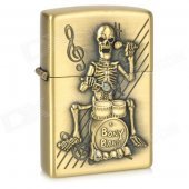 Skull Drumming Pattern Kerosene Oil Lighter - Bronze