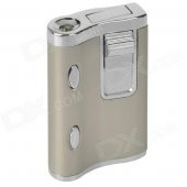 Dual Lamp Windproof Aluminum Alloy Butane Gas Lighter - Silver