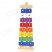 Wood Frame Glockenspiel Xylophone 8 Notes Aluminum Plate Musical Instrument Toys - Multicolored