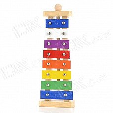 Wood Frame Glockenspiel Xylophone 8 Notes Aluminum Plate Musical Instrument Toys - Multicolored Wood Frame Glockenspiel Xylophone 8 Notes Aluminum Plate Musical Instrument Toys - Multicolored