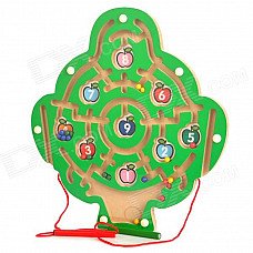 Digital Fruit Tree Style Wooden Magnetic Maze Toy - Green Digital Fruit Tree Style Wooden Magnetic Maze Toy - Green